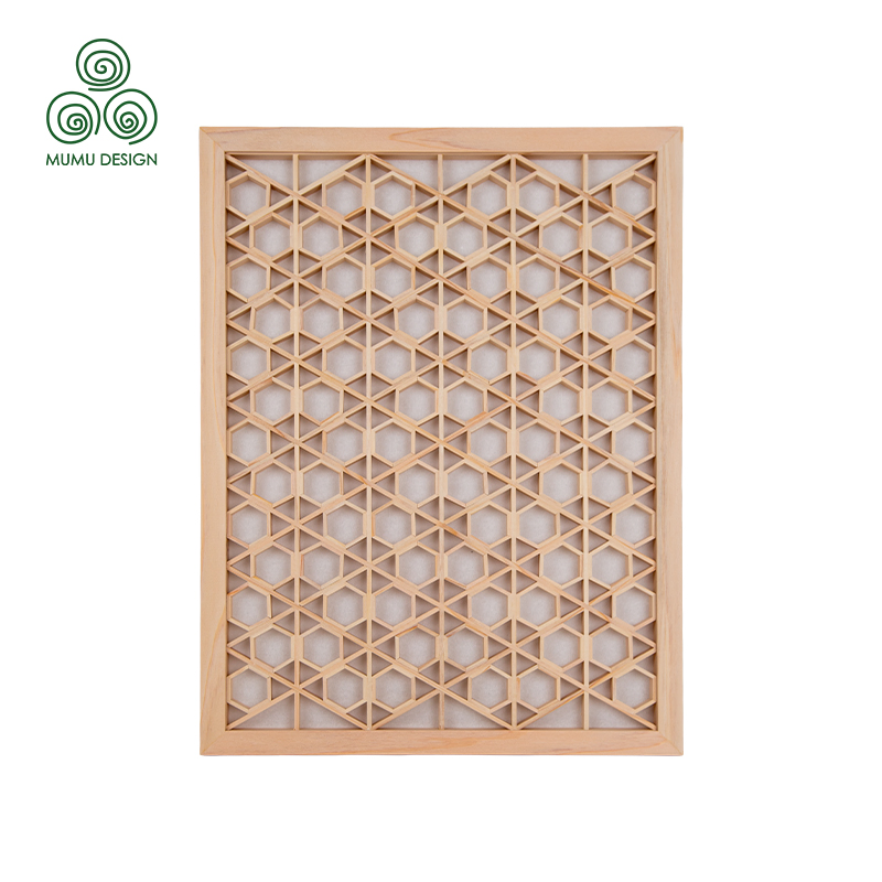 Geometric Art Kumiko Hand Carved Wall Screen Panel
