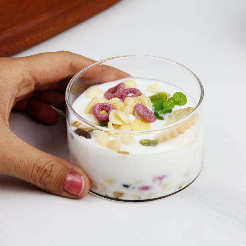 Glass Dessert Bowl Glass Jar for Ice Cream Cylinder Candle Holder