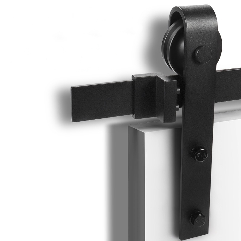 Sliding Barn Door Hardware Kit Top Mounting Black Roller Rails for Closet Cabinet System