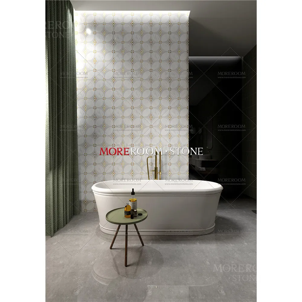 Мозаика из мрамора и латуни Diamond Shape