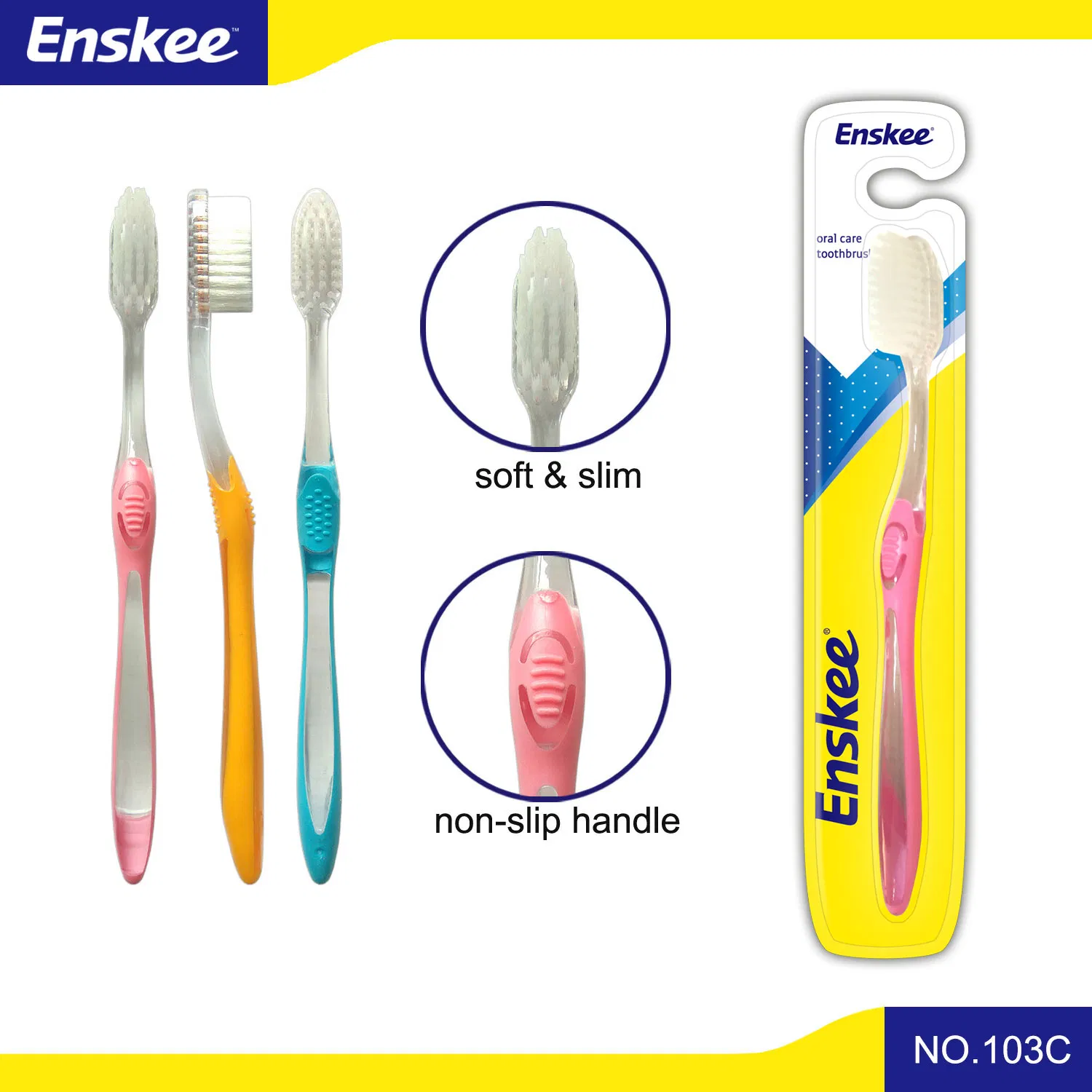 Soft Bristles Adult Toothbrush with Transparent Handle