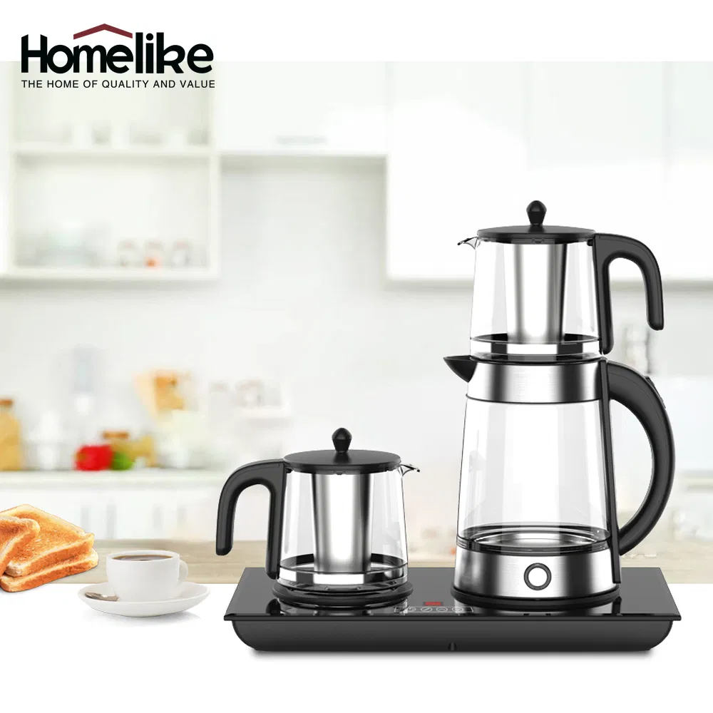 Custom Kitchen Appliance 1.7L Electric Glass Turkey Coffee and Tea Kettle Tray Set