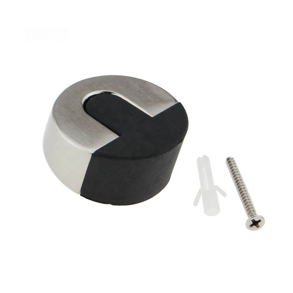 Stainless Steel Black Rubber Floor Mounted Door Stop Door Holder