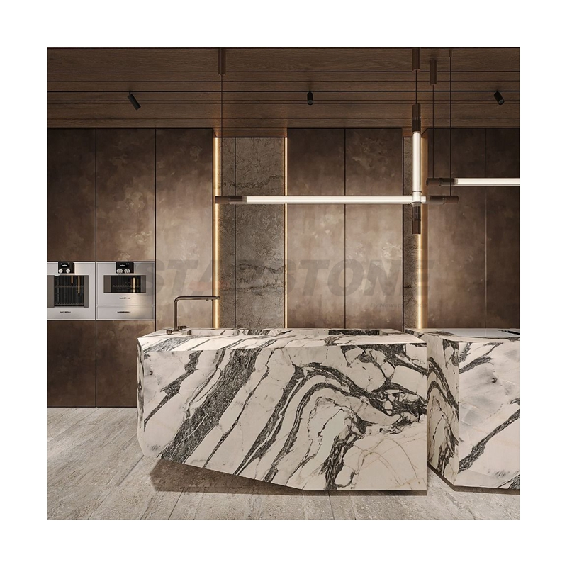 Starstone Customized Design Luxury Style Kitchen Decoration Stone Marble Countertop Island