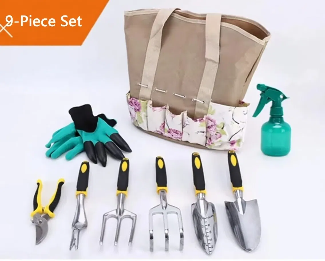 Aluminum Gardening Tool Combo - Hand Rake, Transplant Trowel & Pruner