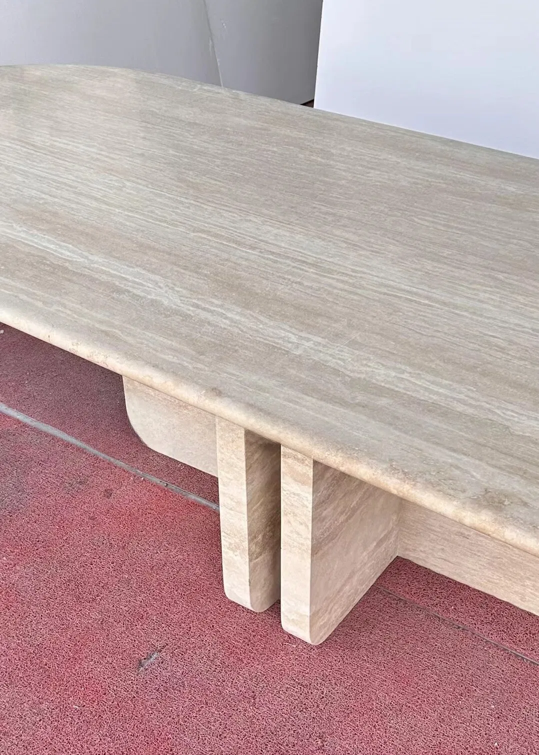 Natural Stone polished/honed/matt Beige/white Travertine Rectangular Dining Table for interiors/indoor furniture decoration