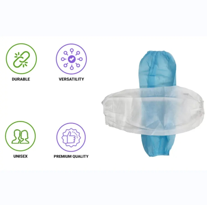 Disposable Non-Woven Sleeve Covers for Arms Over Sleeves Latex-Free Hazmat Sleeves Covers Arm Protector with Elastic Ends Blue