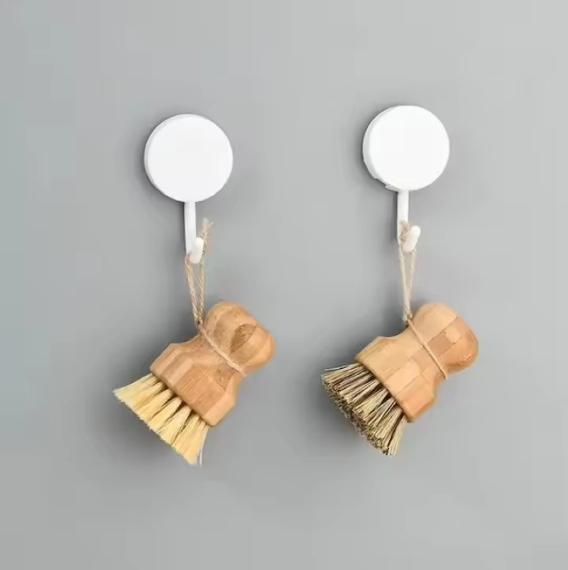 Wooden Palm Brush with Holder for Dish, Pan, Pot Cleaning Tasks Mi30005