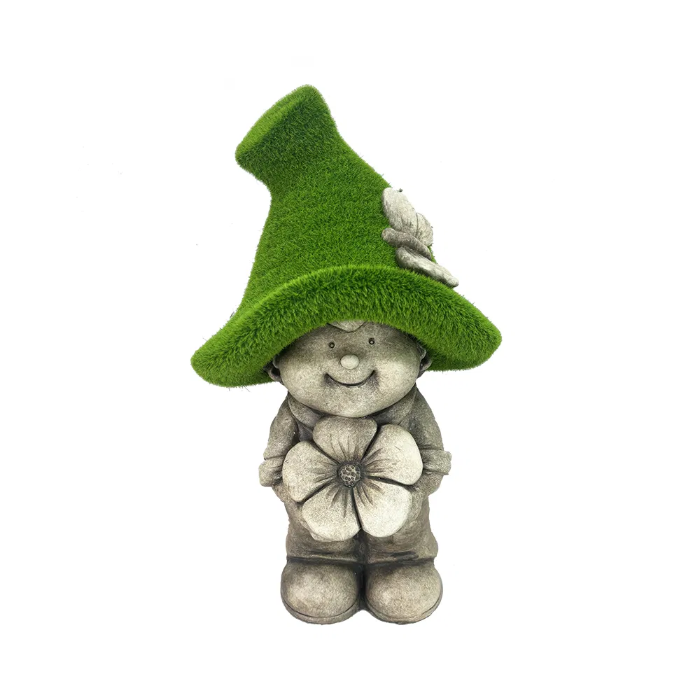 Garden Decoration Flocked Resin Gnome Animal Sculpture