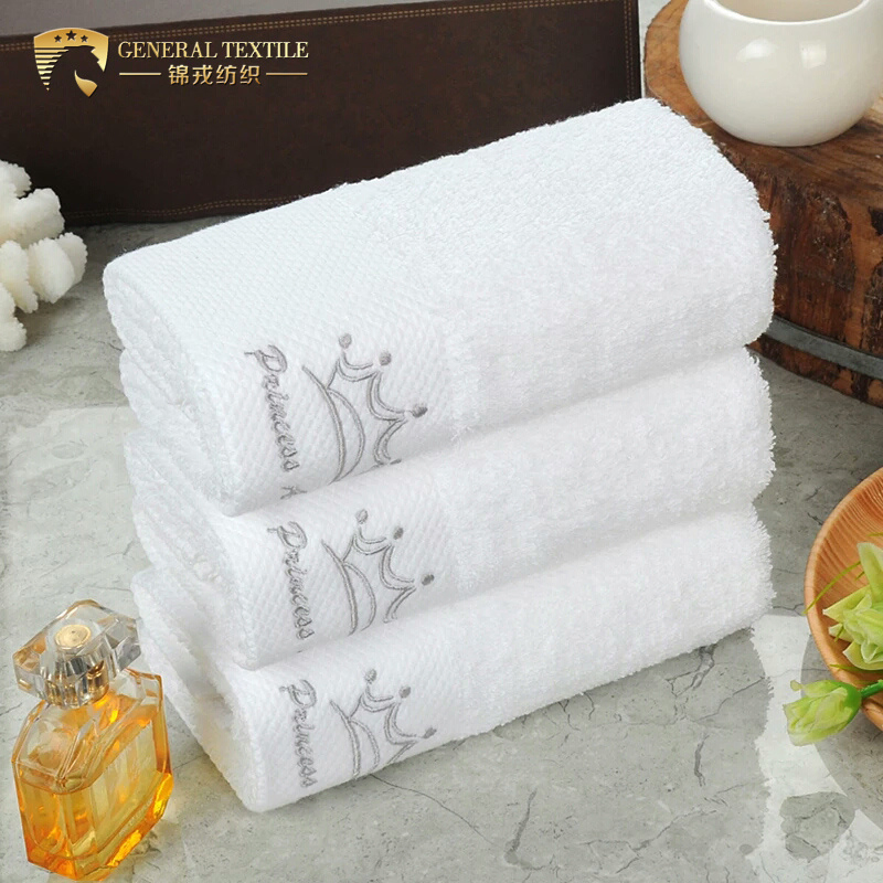 High Quality Custom Logo Embroidered White Super Absorbent 100% Cotton Hotel Towel