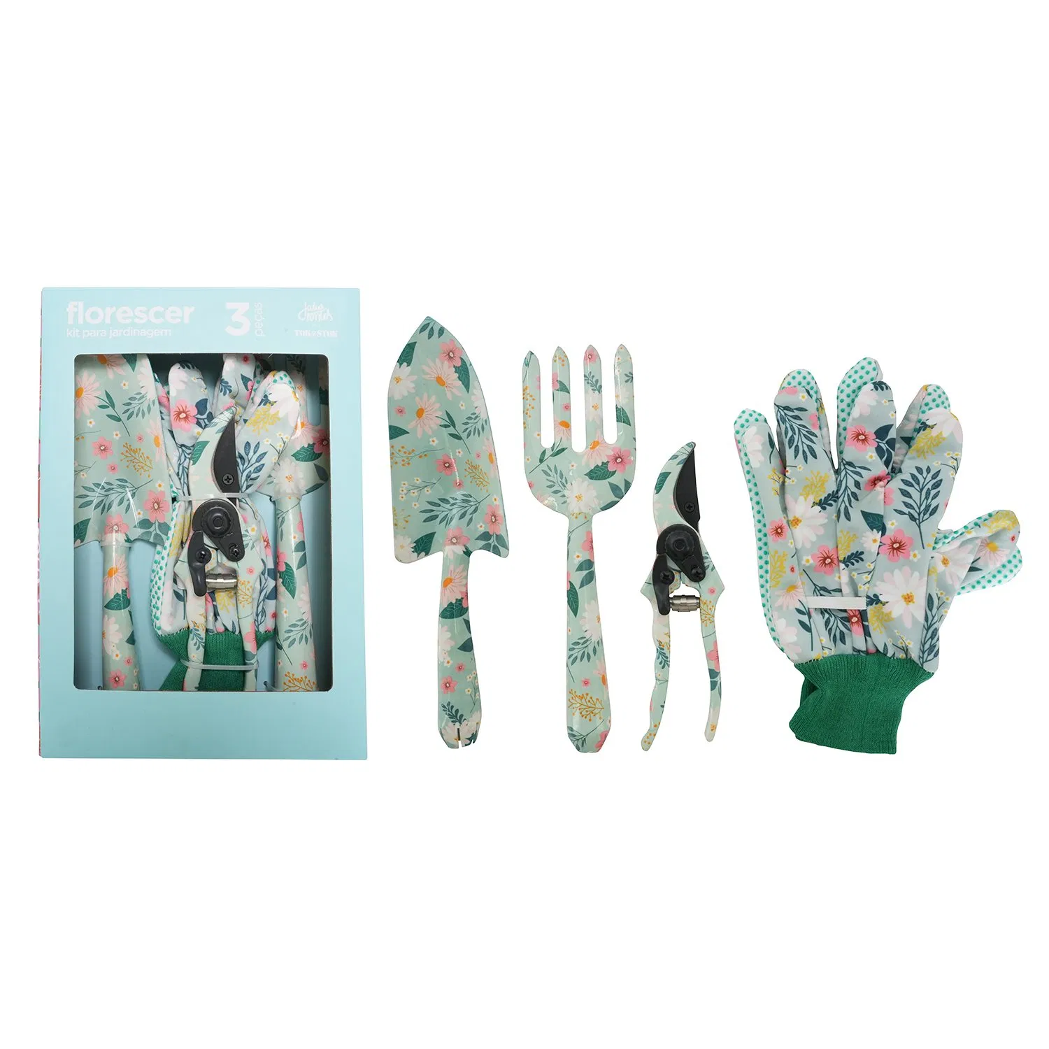 Multi-Functional 4PCS Garden Printing Hand Tools Set Rustproof Garden Shovel/Fork/Rose Scissors/Gloves for Household