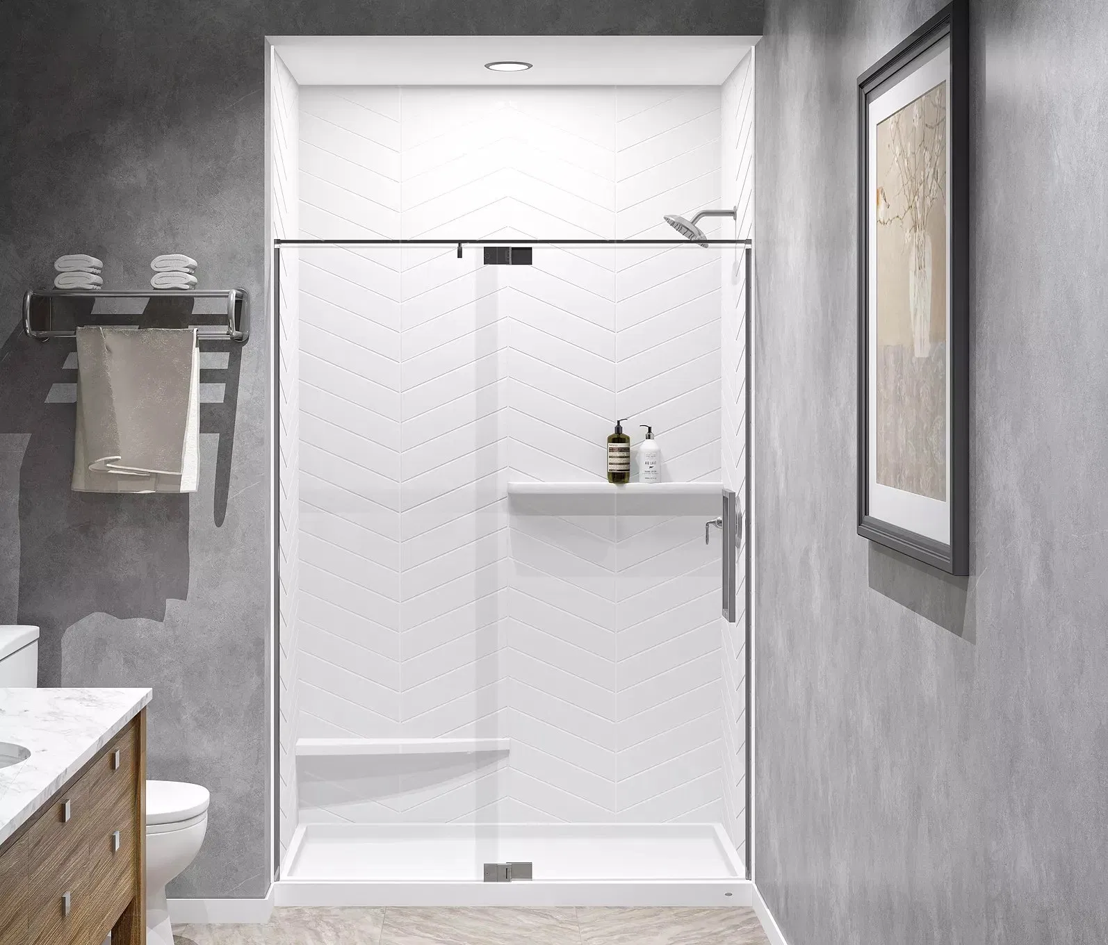 Factory Price Cultured Marble White Tub Surround Shower Wall Panel for Hotel