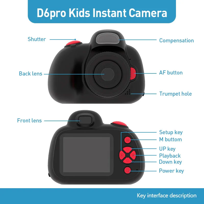 Children Digital Mini SLR Camera 2.4 Inch 4K IPS Portable Camcorder Auto Focus 20X Photographer Compact 4K Camcorder for Kids with Easy Auto Focus