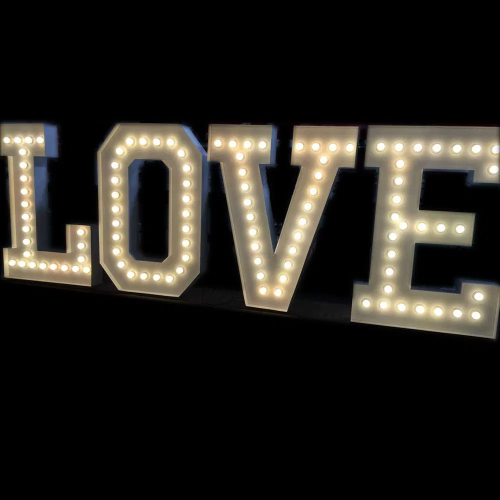 China OEM Metal LED Light up Shaped Wedding Letter Lights