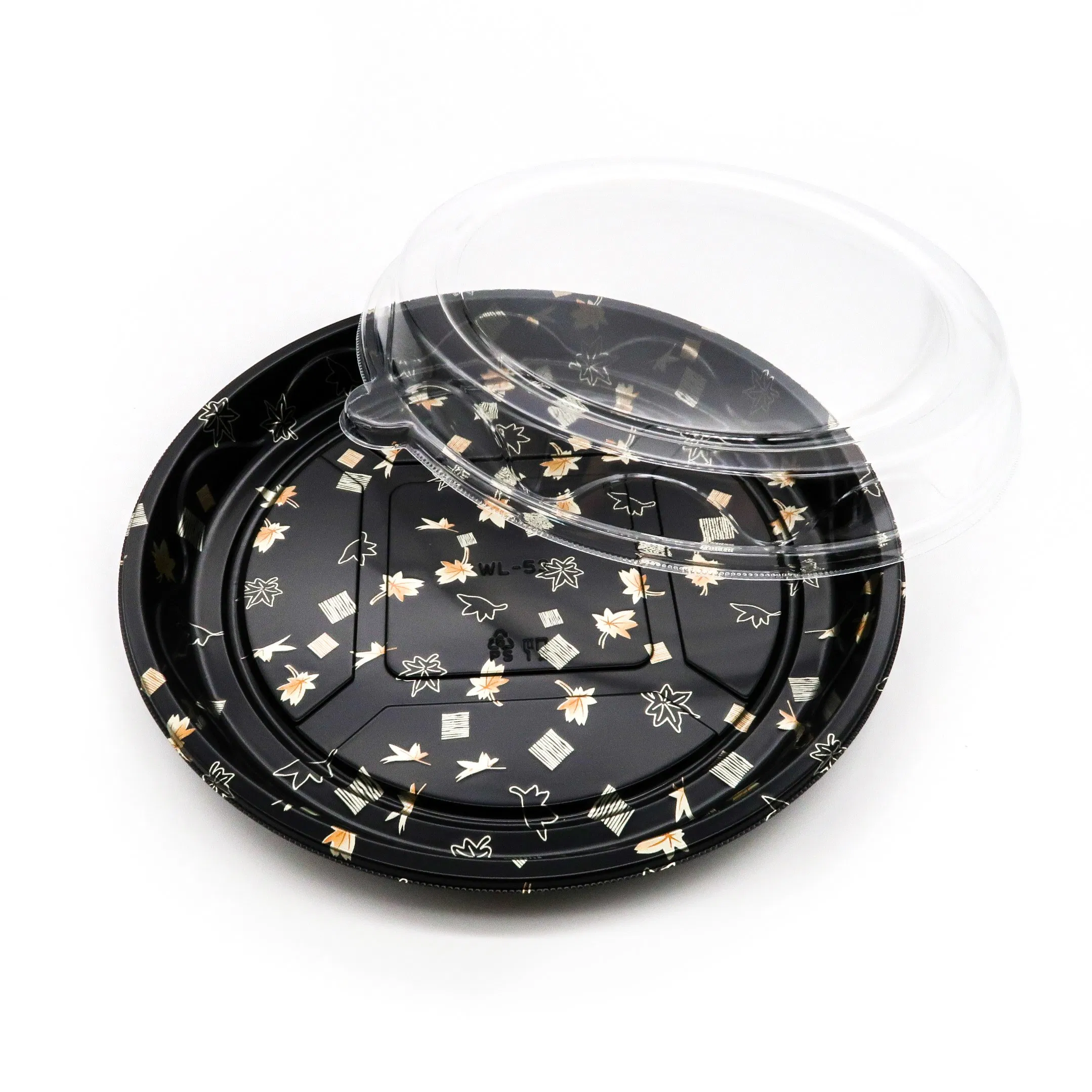 Eco-Friendly Plastic Food Container Reusable Disposable Food Packaging to Go Fruit Salad Food Tray Round Sushi Tray