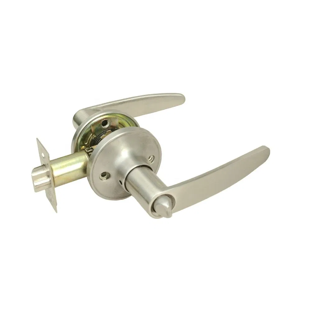 Universal Door Knob Hardware Keyed Entry Door Lever Handle Lock with Round Rose and Zinc Alloy Lever Handle