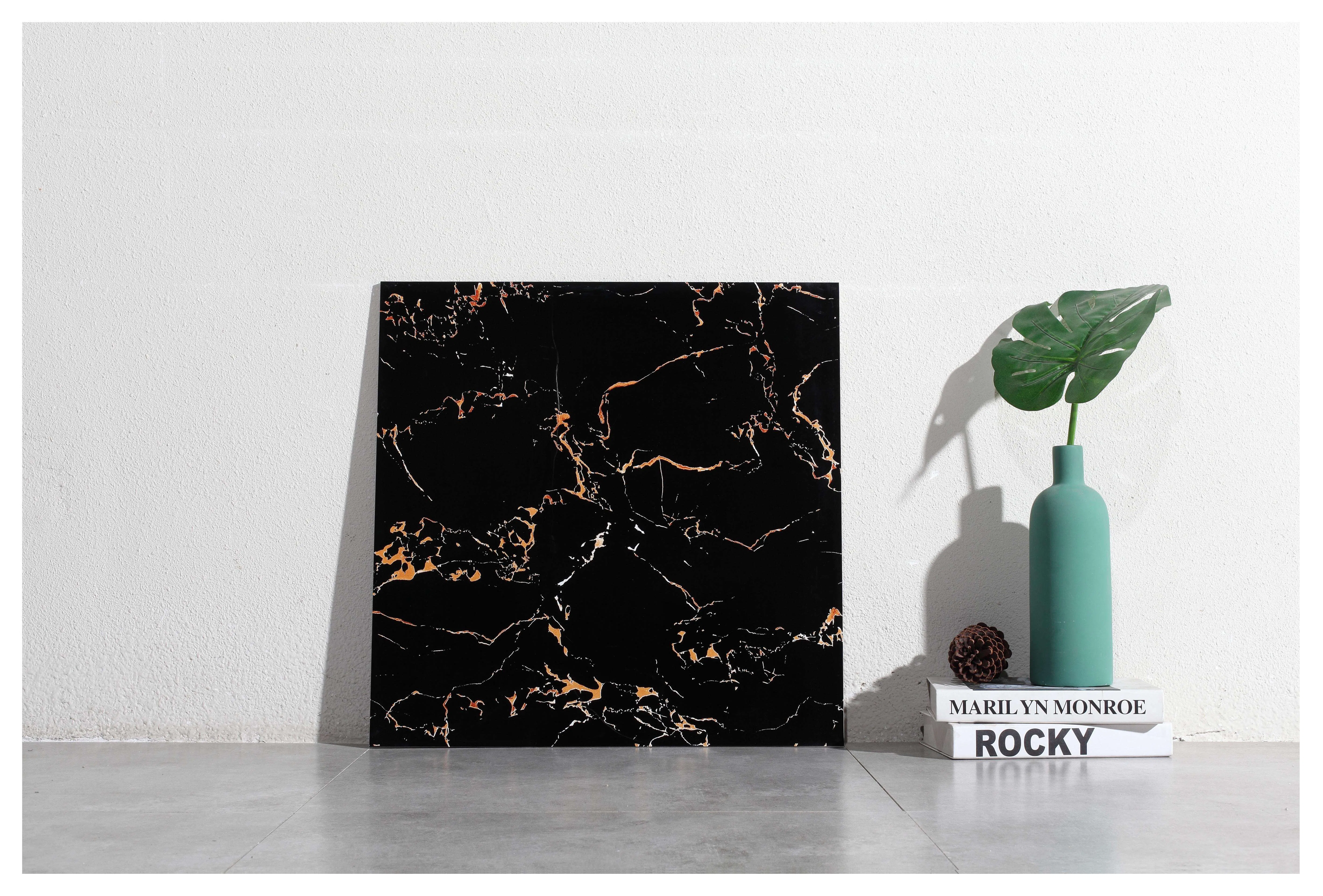 Wholesale Glazad House Marble Artificial Polish Gloss Black Plain Flooring Luxury Factories Textured Manufacturer Tile