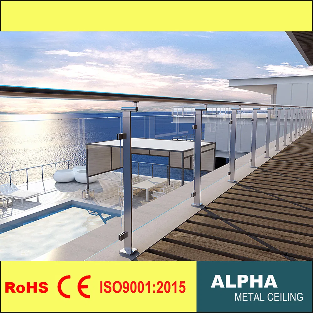 Metal Glass Balustrade System Stairs Railings Stainless Steel Frameless Glass Railing