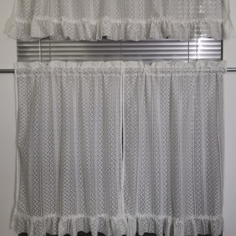 Digital Printed Kitchen Curtain Set - Olive Green Sheer with Four-Leaf Clover Patterns Patterns, Valance and Tier Panels