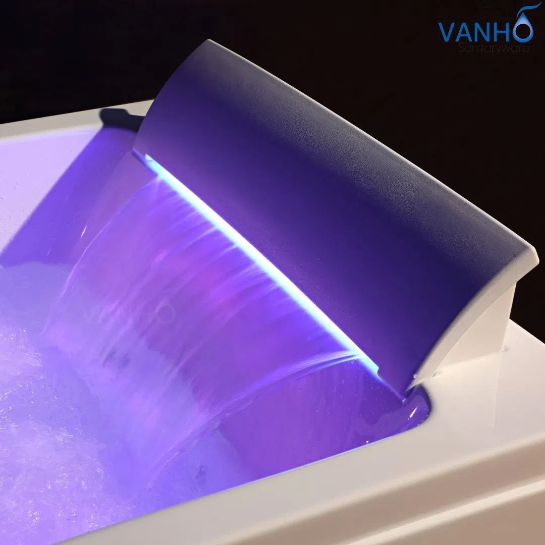 Прямоугольная акриловая ванна с гидромассажем и LED-подсветкой