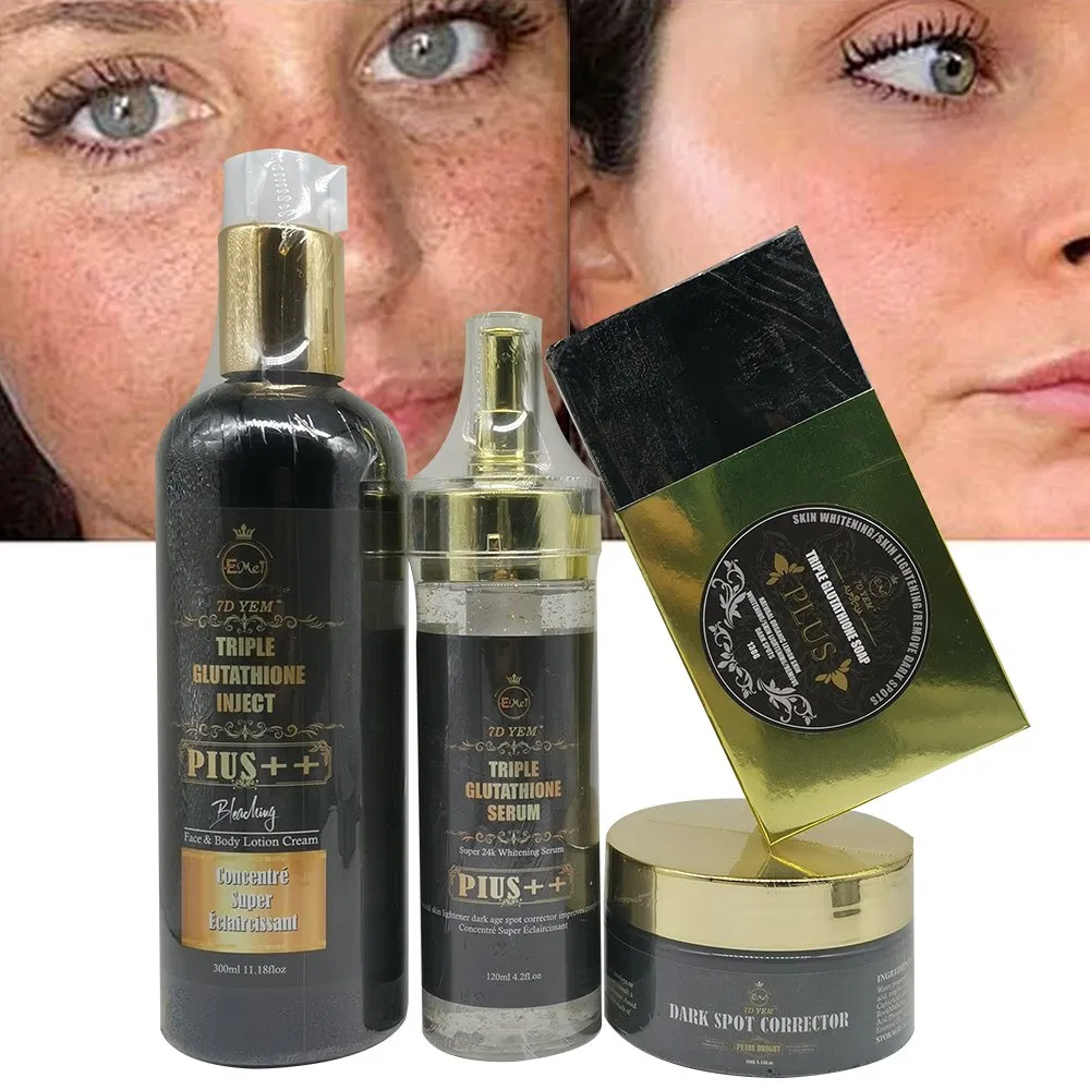 OEM Whitening Skin Care Set Double-Glutathione Oil Vitamin C Serum Dark Spot Face Cream Black Skin Soap Bleaching Body Lotion