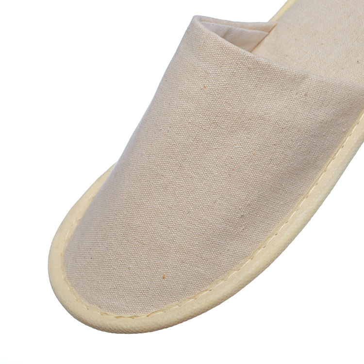 Personalized Wholesale Custom Logo Bulk Linen Fabric Hotel Guests Bathroom SPA Disposable Closed Toe Slippers