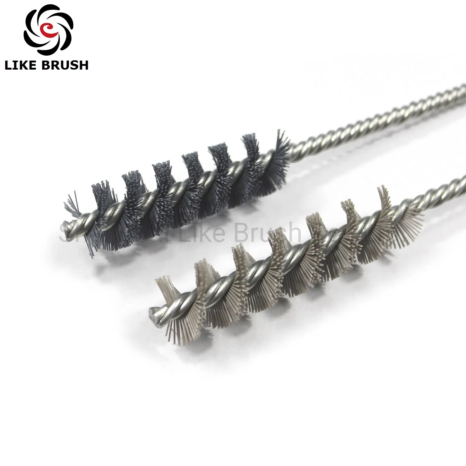 High Density Abrasive Wire Tube Brushes Double Stem Double Spiral