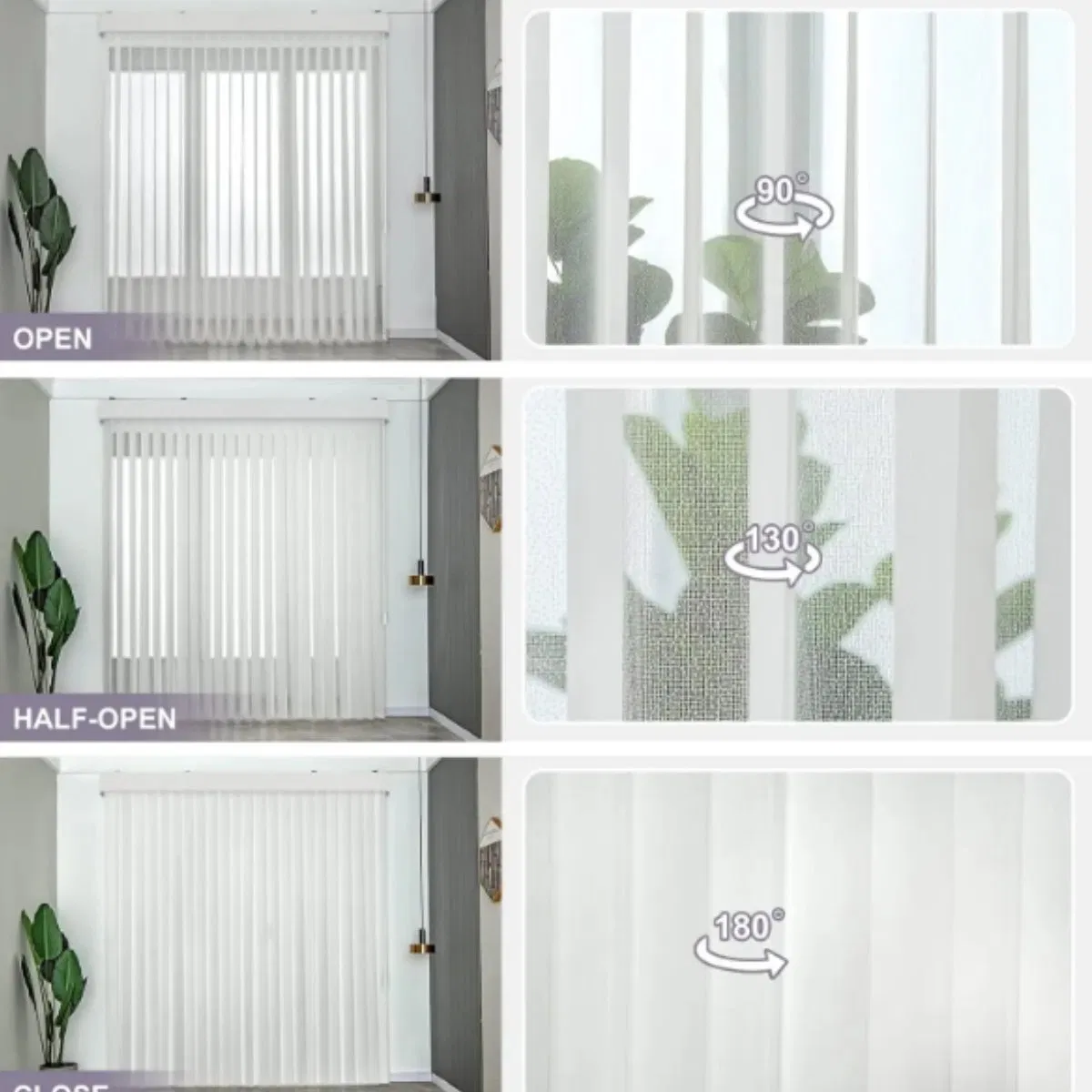 Manual Control Wand Custom Size Adjust Light Vertical Sheer Blind for Patio Sliding Glass Door Large Window