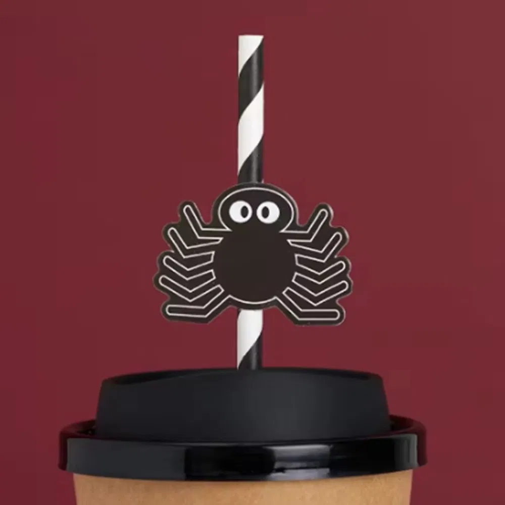 Halloween Party Paper Straws with Pumpkin, Cat, and Ghost Designs