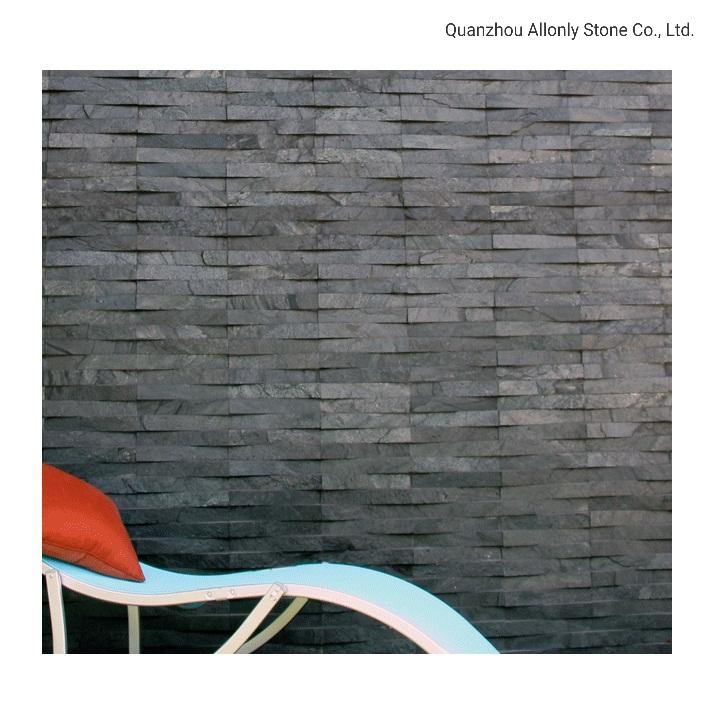 China Cheap Black Slate Culture Stone Tile for Decorative Exterior Wall Cladding Panels