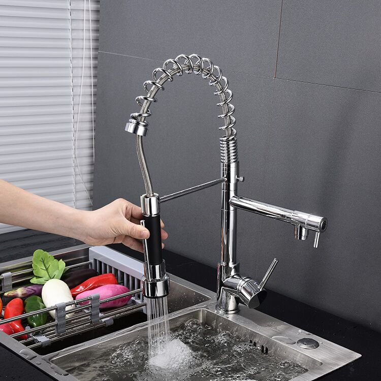 Flexible Grifos PARA Cocina Rose Gold Deck Mounted Hot and Cold Water Pull Down Kitchen Sink Faucet