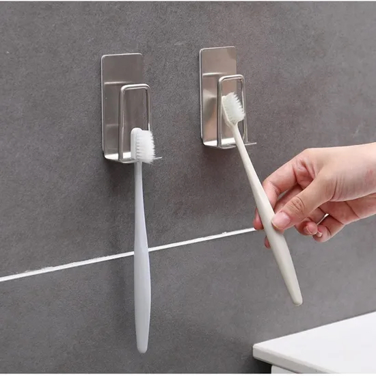 Wall Mount Stainless Steel Toothbrush Holder Bathroom Organizer Hh001_7