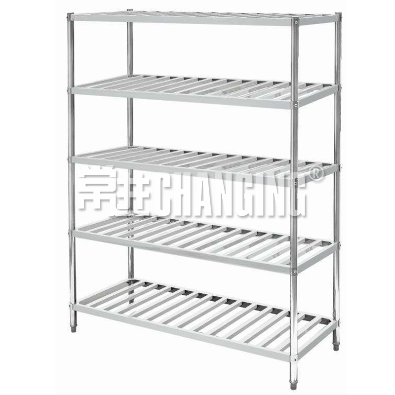 Changing Stainless Steel Shelving Unit Vegetable Display Rack Storage Shelf