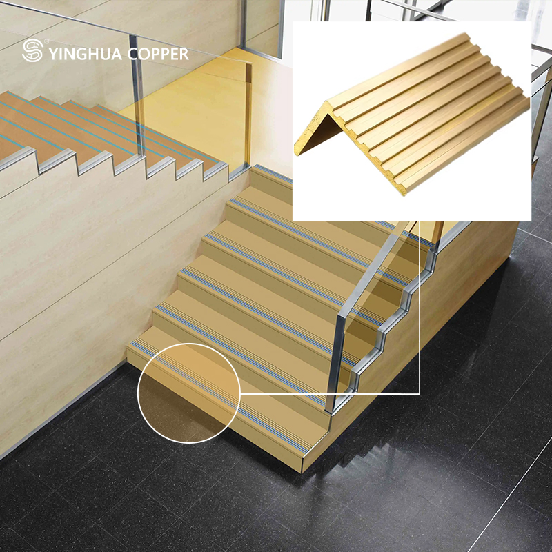 L-Shaped Copper Batten Stair Tread with Non-Slip Edge