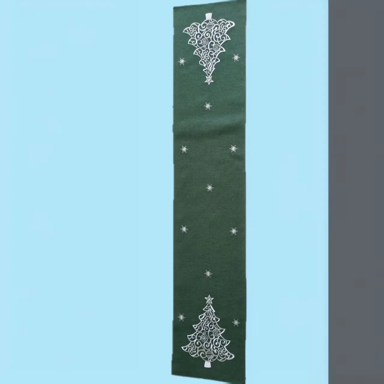 Exquisitely Silver Thread Embroidered Tablecloth