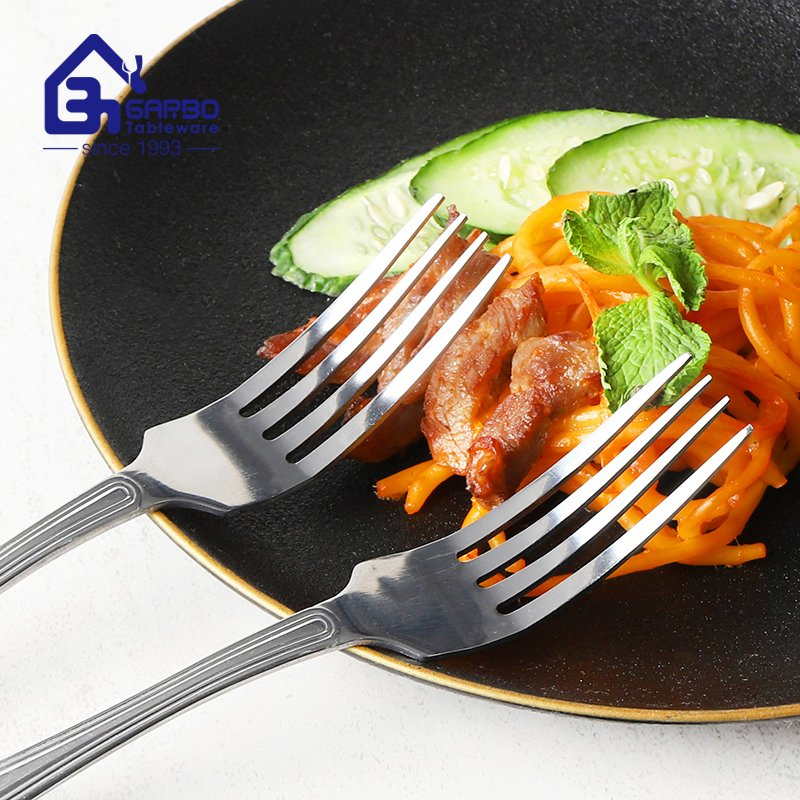 Factory Wholesale 430 Material Stainless Steel Cutlery Metal Handle Dinner Fork Flatware for Wedding Gift Restaurant