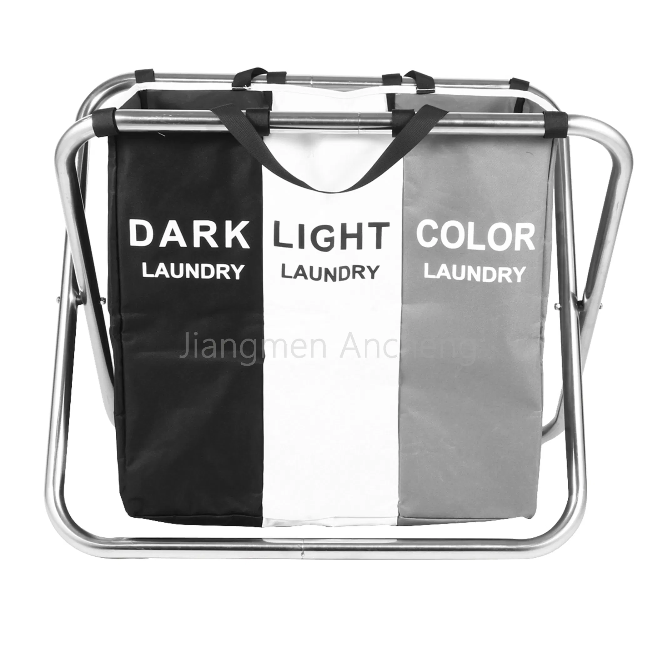 3-Section Collapsible Laundry Organizer Sorter with Stainless Steel Frame