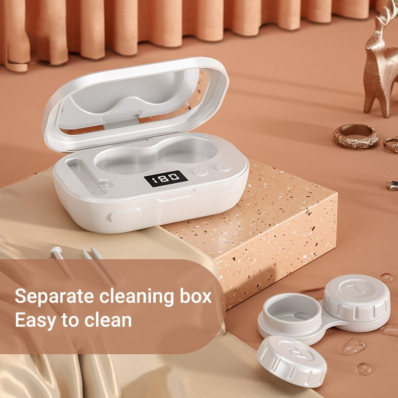LED Rechargeable Sonic Colored Contact Lens Cleaner Portable Automatic Beauty Lens Cleaning Storage Case