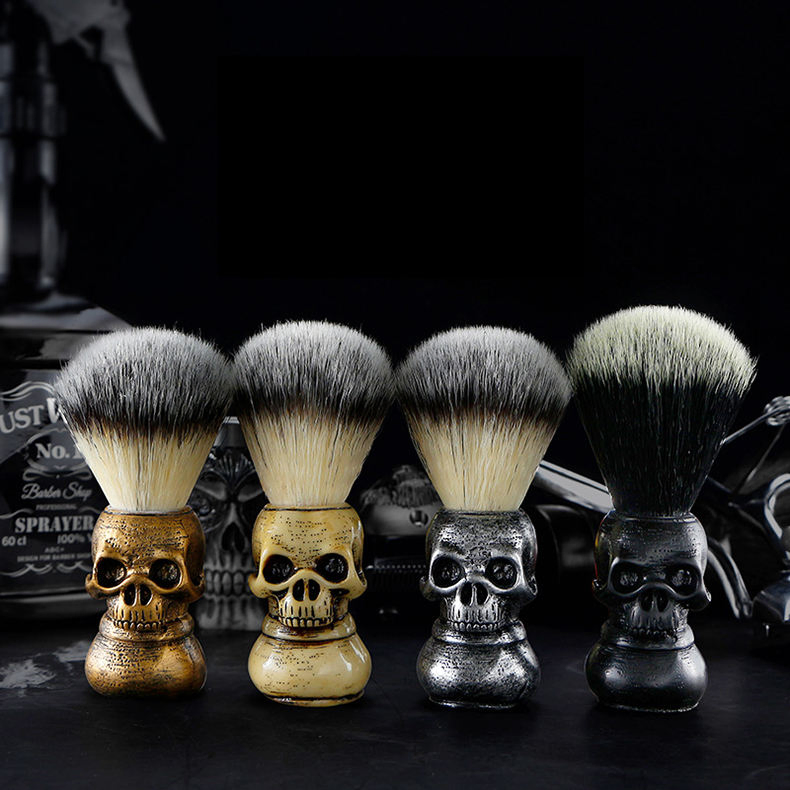 Barber Shop Skull Shaving Brush Beard Brush Men's Facial Beard Cleaning Tool Foaming Brush Resin Handle Barber Shop Shaving Tools