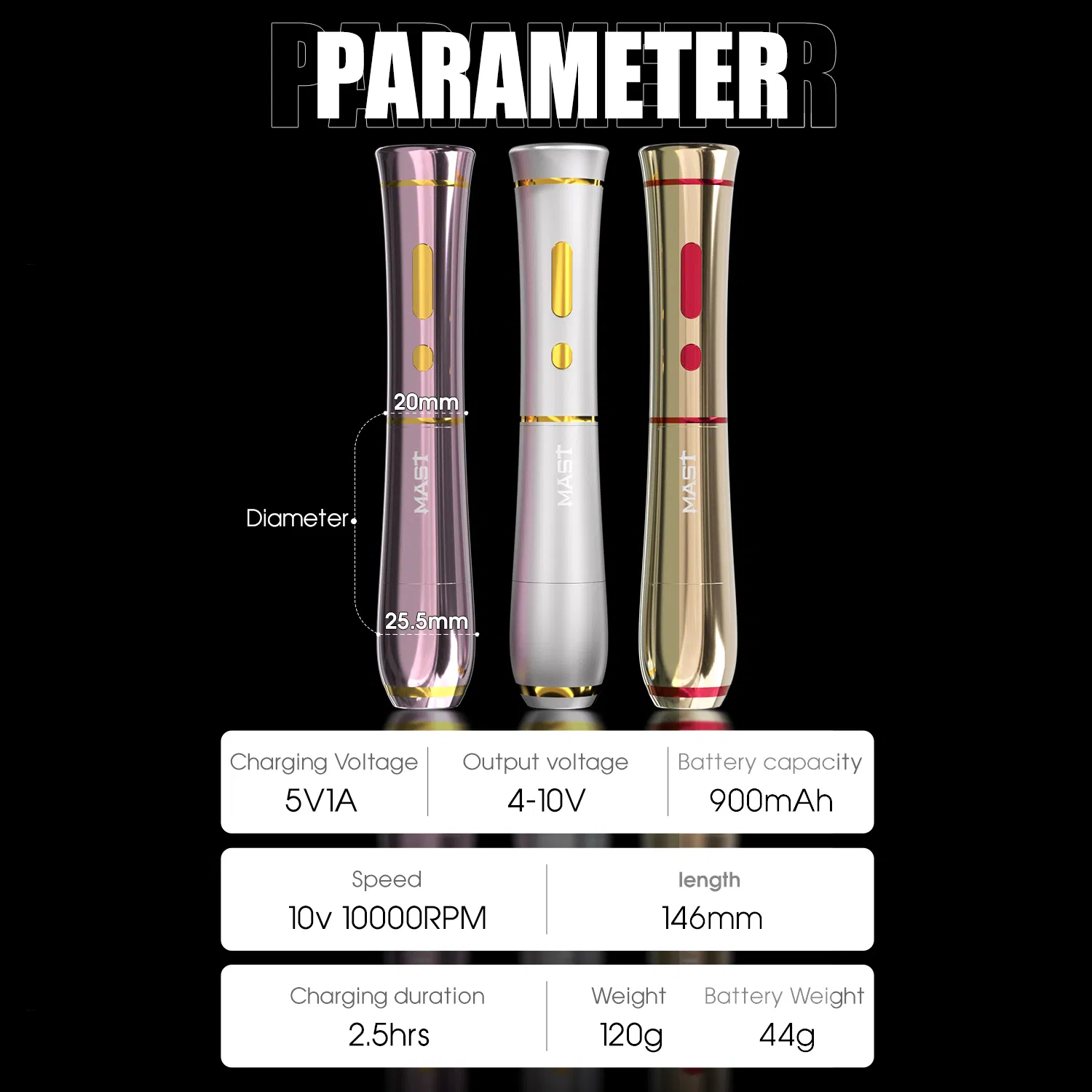 Mast P40 Wireless Battery Power Rotary Tattoo Pen Permanent Makeup Tattoo Machine