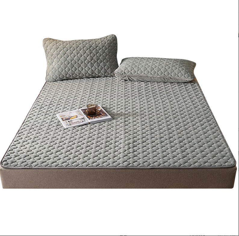Milk Cashmere Cotton Mattress Protective Pad Solid Color Simple Thickened Plush Warm Thin Mattress Protect