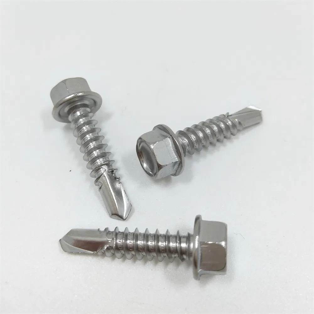 Hex Drill Screws Stainless Steel Metal Hex Flange Truss Pan Hex Head Self Drilling Roof Screw with EPDM Rubber Washer