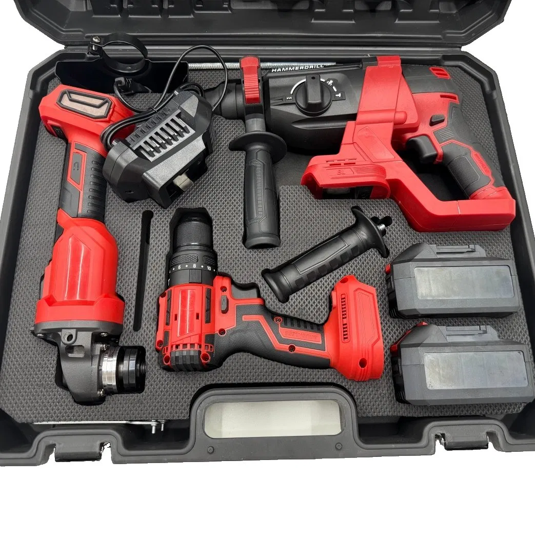 Glgw Cordless Power Tool Set Multi-Purpose Rechargeable Home Tool Combo Kit Hammer Impact Drill Grinder Lithium Universal