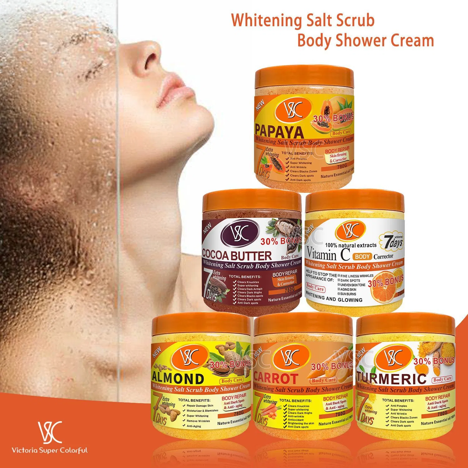 Exfoliating Body Scrub Bath Salt Coffee Vitamin C Turmeric Whitening Body Scrub