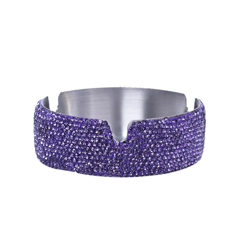 Sparkling Silver Ashtray Bling Diamond Rhinestone Decor for Home Stainless Steel Ashtray