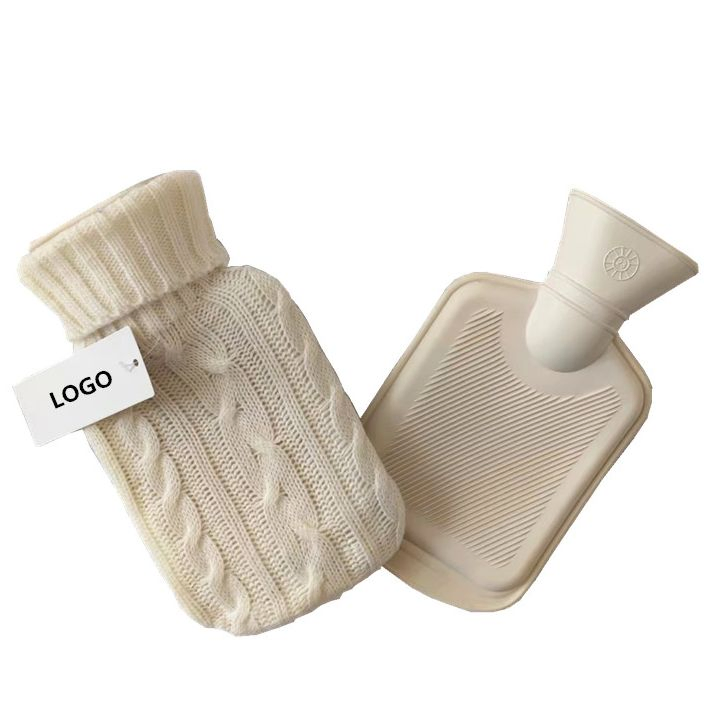 OEM Manufacture Pure Color Cable Knitted Rubber Hot Water Bag Bottle Cover for Winter