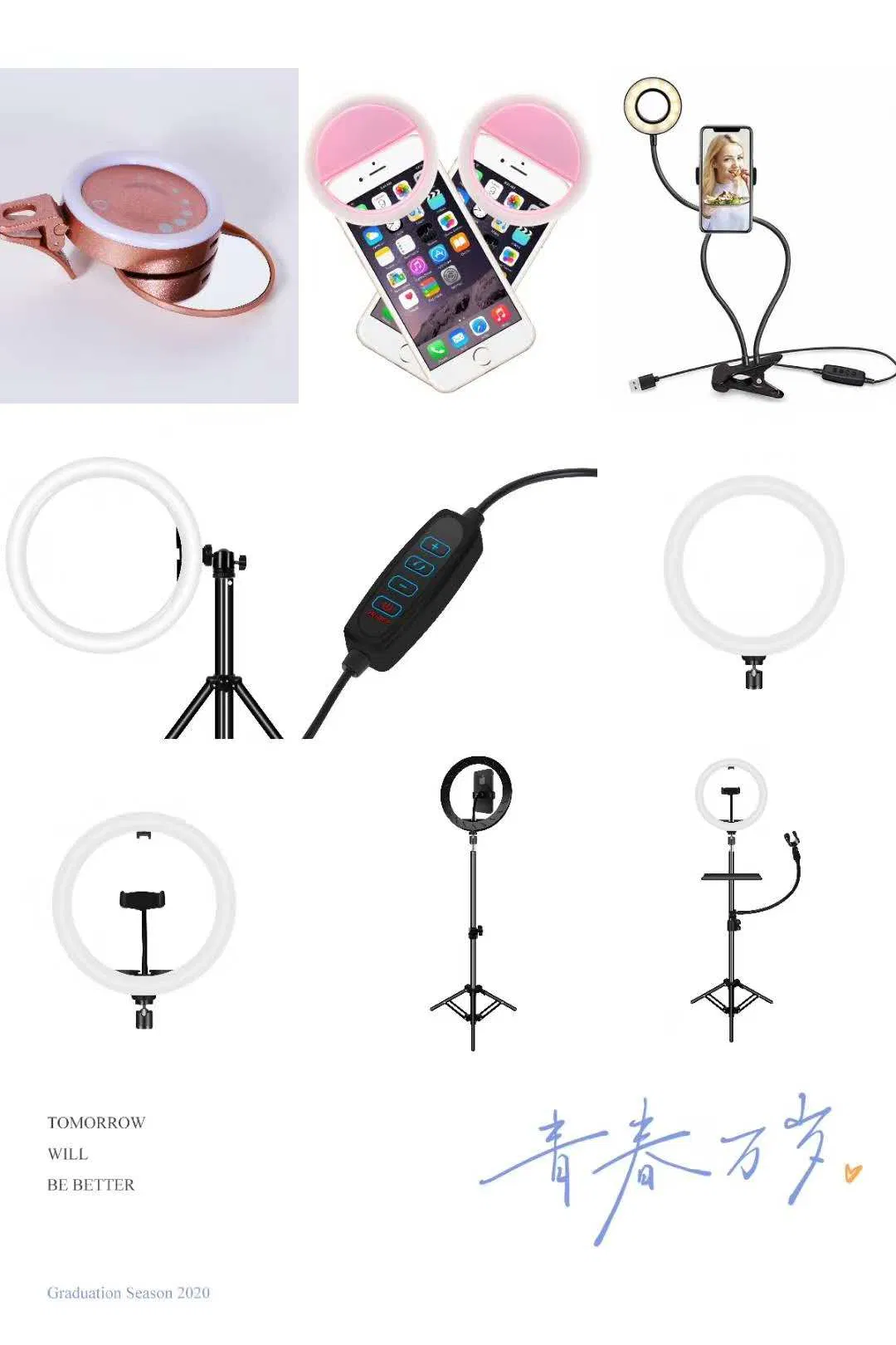Best Selling Selfie Light Ring for Live Broadcast /Flexible Selfie Stand LED Ring Light with Clip Cell Phone Holder