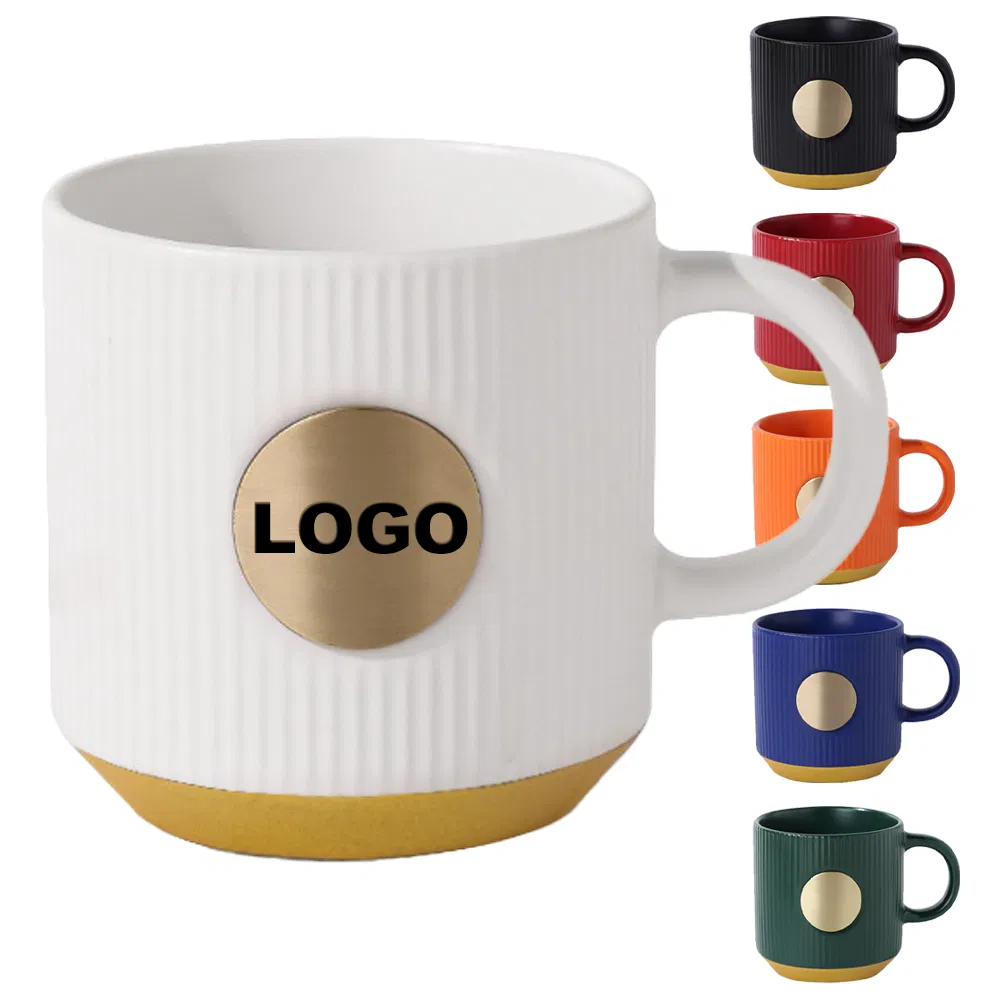 Promotional Custom Mugs with Logo Striped Christmas Mugs Ceramic Business Office Gift Coffee Mugs Custom Logo Printed