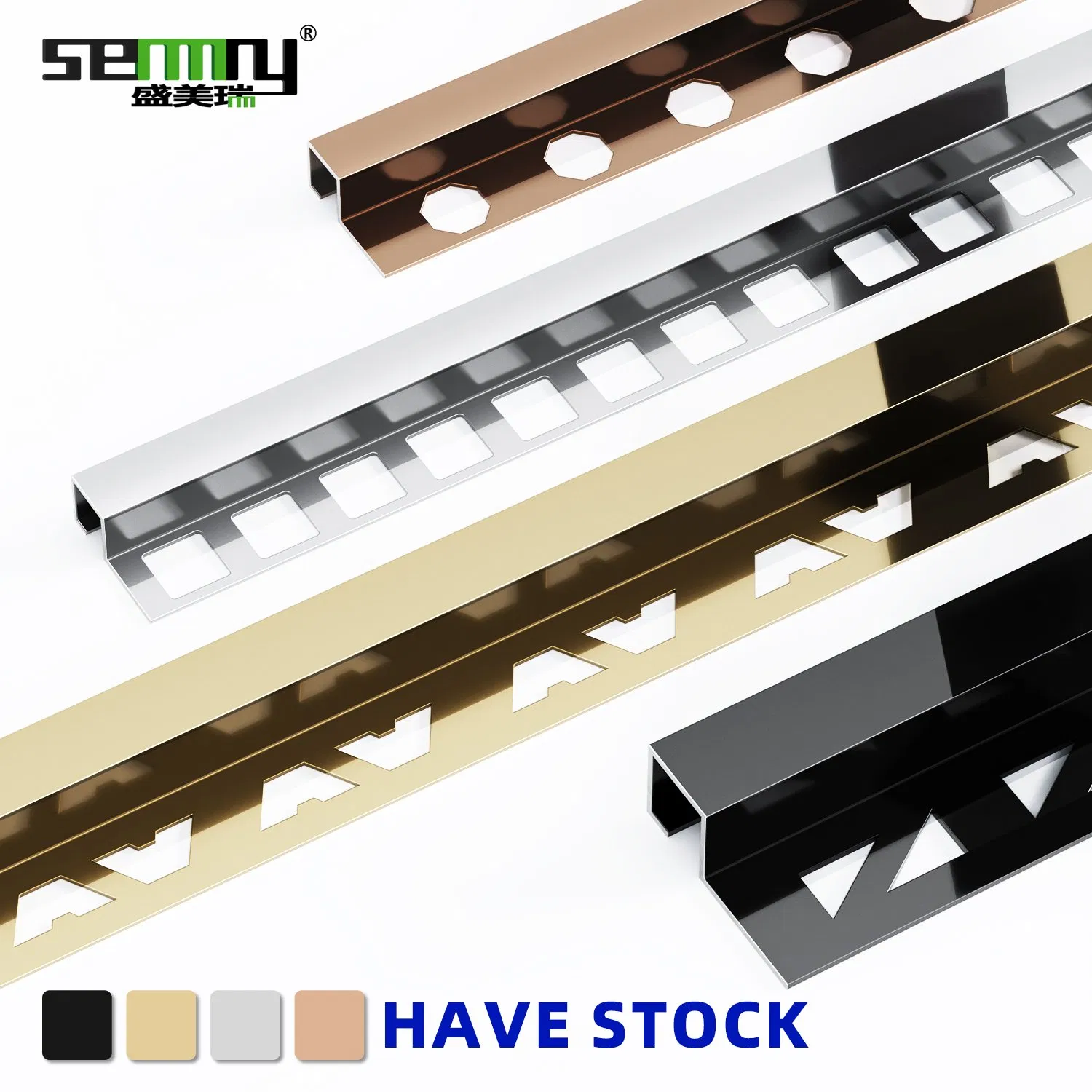 New Design Universal Stainless Steel Ceramic Edge 2.1m Bronze Black Moldingtile for Bathroom Outdoor Garden Trim Square Shape Strip