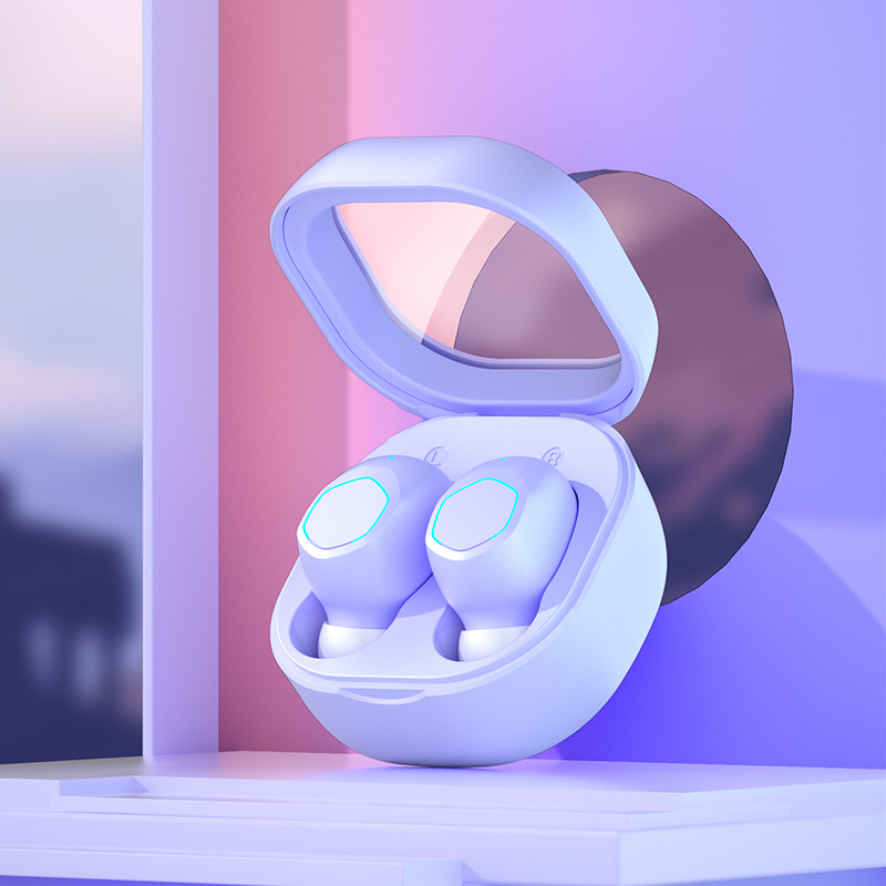 Беспроводные наушники M21 TWS Bluetooth 5.2, фиолетовые